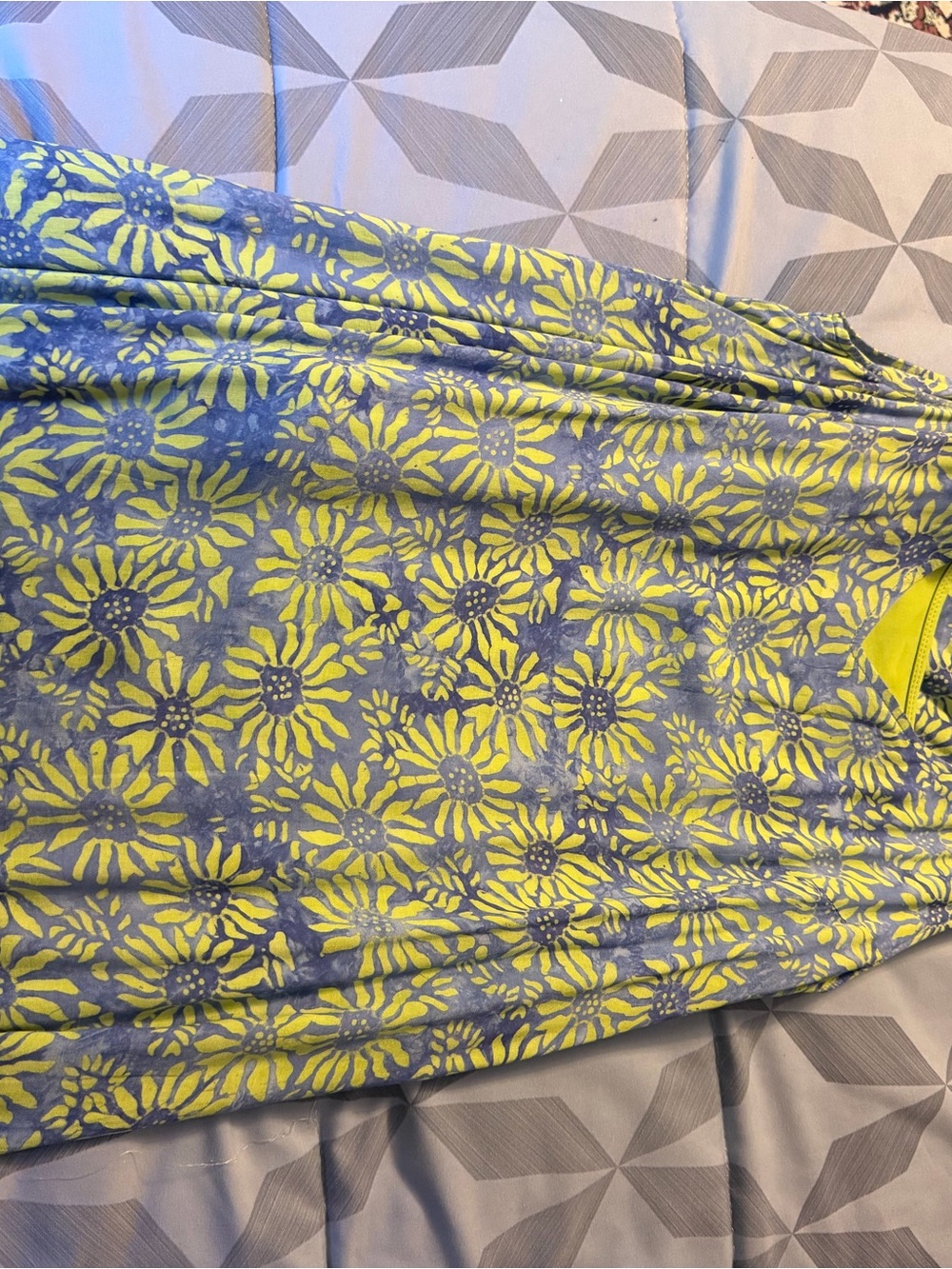 Nomadic Traders Blue Dress with Yellow Leaf Print